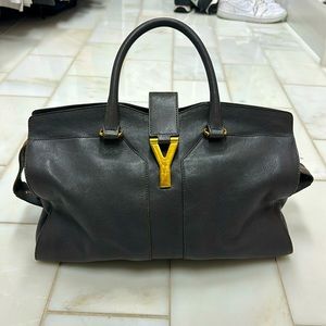 Yves Saint Laurent Dark Grey small leather Cabas Y-Ligne tote